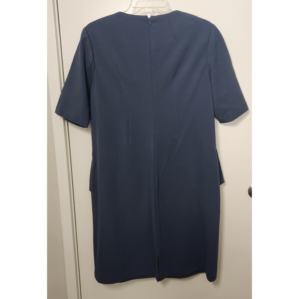 Lafayette 148 New York Blue Peplum Stretch Ponte Knit Dress Sz 16 Career Classic - Picture 3 of 14
